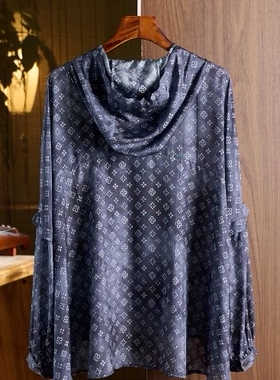 【Dushang】夏季气质时尚洋气印花连帽桑蚕丝防晒衣TG1979