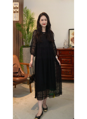 【诗诗有毒精选】重工刺绣桑蚕丝真丝连衣裙女装AZ7965