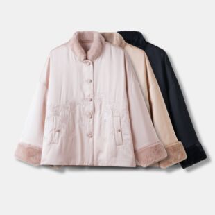 国风重工毛领羊毛棉衣外套女落肩款 新中式 YZ0919 芊芊粉丝专享