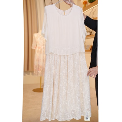 【Dushang】爱尔兰漫步~重工刺绣真丝桑蚕丝假两件连衣裙AZ4511