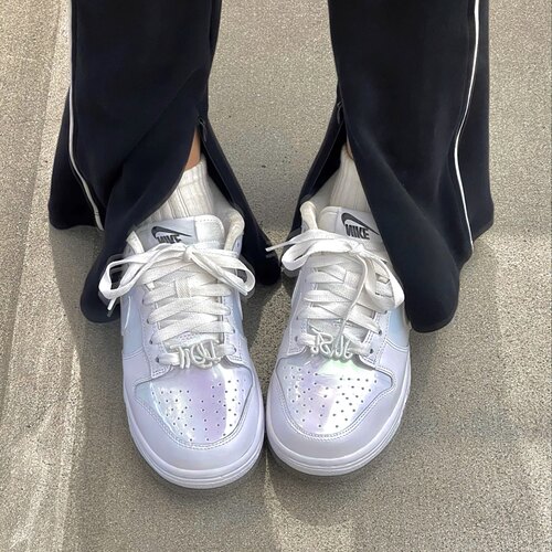 耐克Nike Dunk Low奶白珠光镭射女低帮休闲板鞋小白鞋FD8683-100