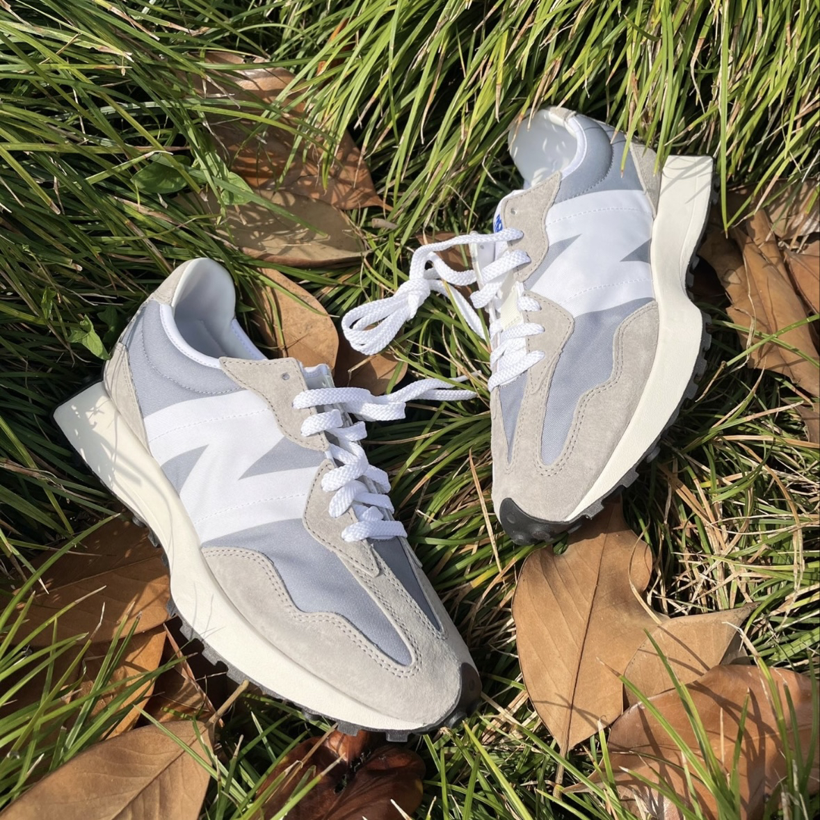 New Balance NB327系列  黑白元祖灰拼接复古男女跑鞋 MS327LAB