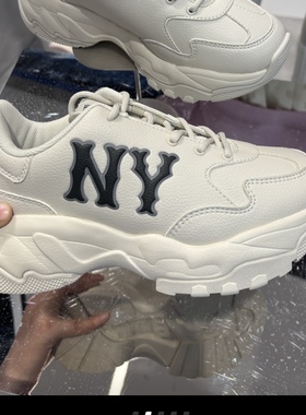 MLB 25年新款男女情侣款NY标厚底增高老爹鞋运动休闲鞋3ASHC015N