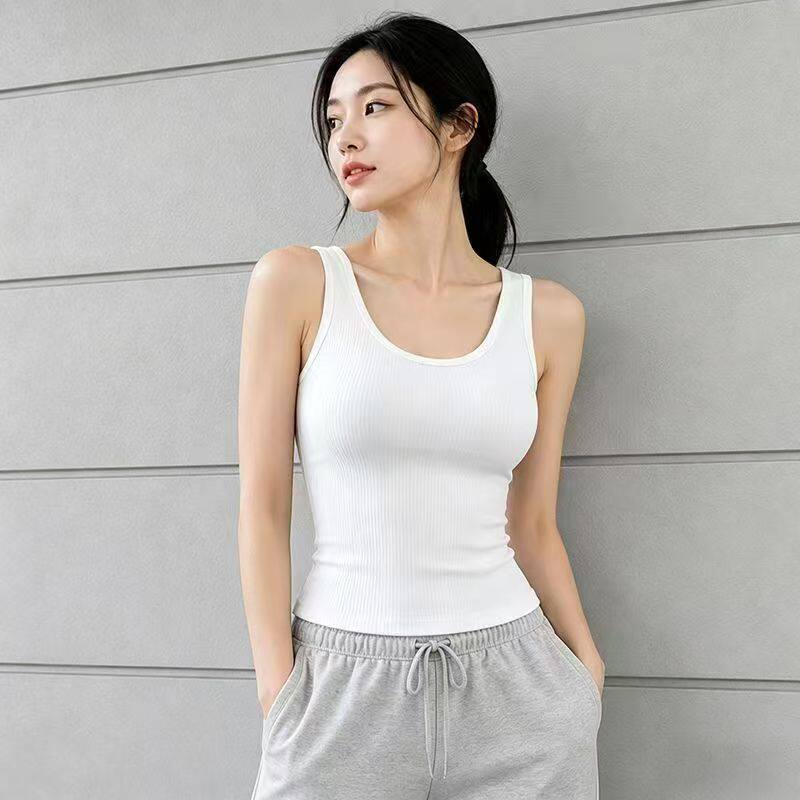 女士冰丝螺纹吊带美背心内搭春夏季外穿2026防走光大码打底衫T恤