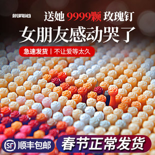 玫瑰钉子画图钉画手工DIY定制照片人像拼图情人节生日礼物送女友