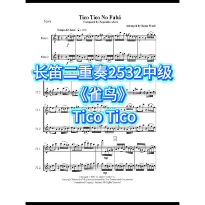 长笛二重奏2532中级《雀鸟》安德鲁斯姐妹 Tico Tico