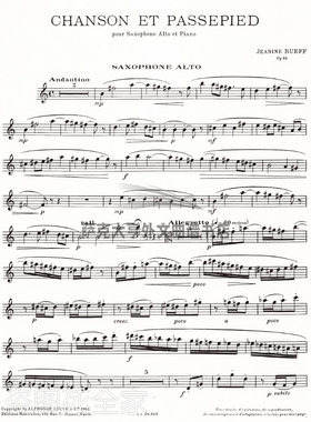 ZS002-萨克斯 鲁夫：诗与舞Chanson et Passepied, Rueff带钢伴谱