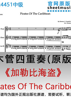 木管四重奏4451中级《加勒比海盗》 Pirates Of The Caribbean