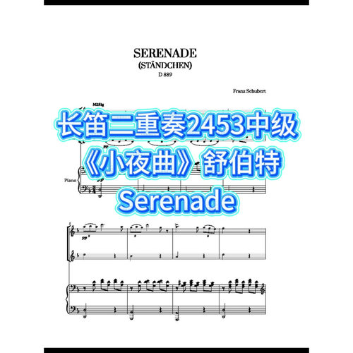 长笛二重奏2453中级《小夜曲》舒伯特-Serenade