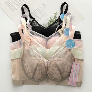 博尔爽内衣女软钢圈上薄下厚小胸聚拢上托蕾丝性感文胸罩3353AB杯