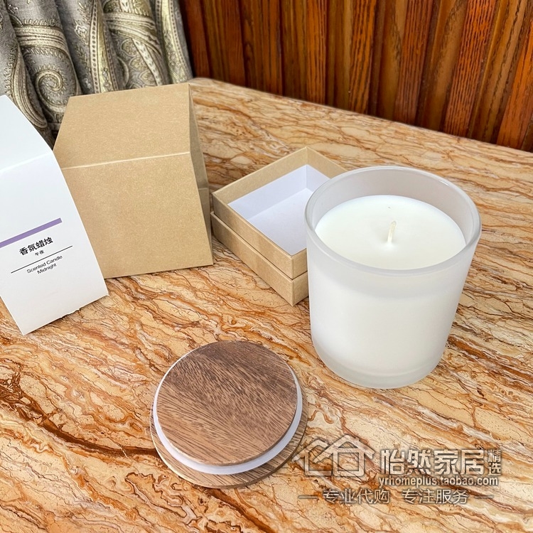 现货MUJI新品磨砂玻璃瓶装香薰蜡烛200g明媚新绿旅行午夜植物蜡