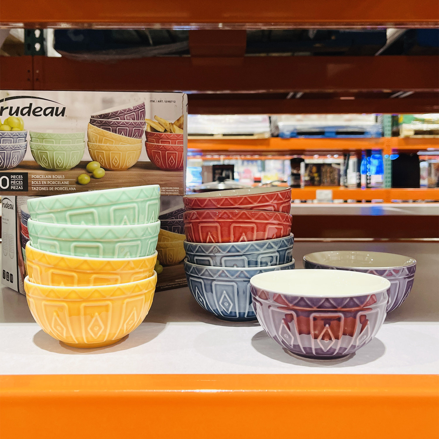 costco代购加拿大品牌trudeau陶瓷碗4.5寸饭碗小碗家用10个装5色