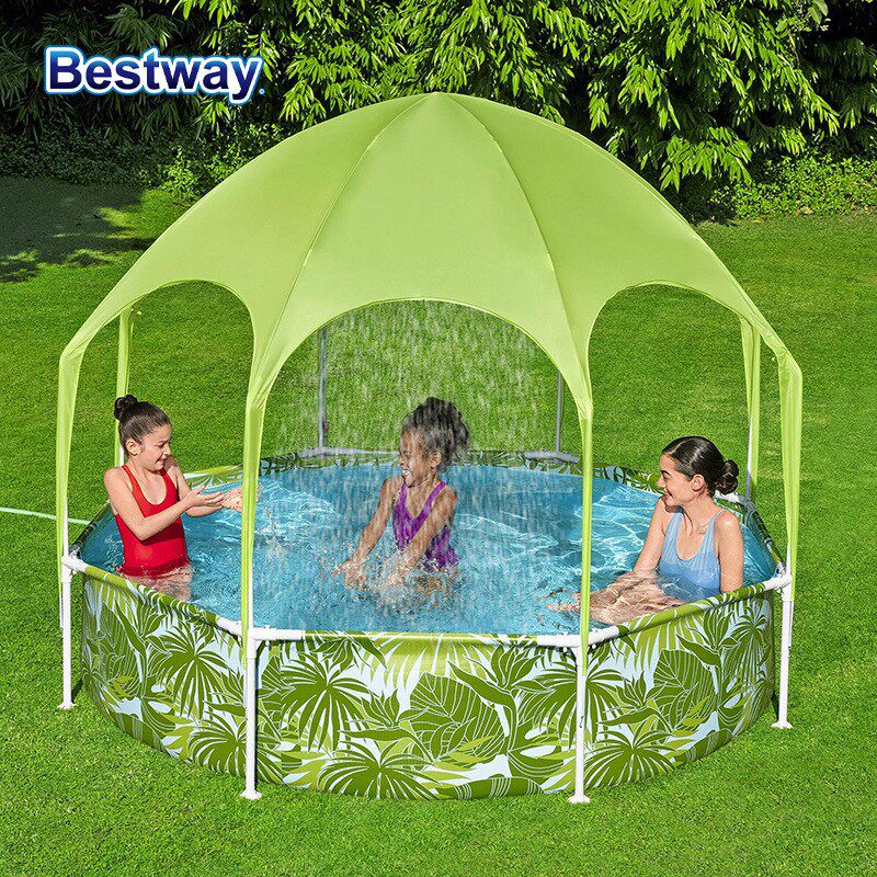 Bestway56432圆形支架帐篷水池户外家庭遮阳遮雨游泳池加厚戏水池
