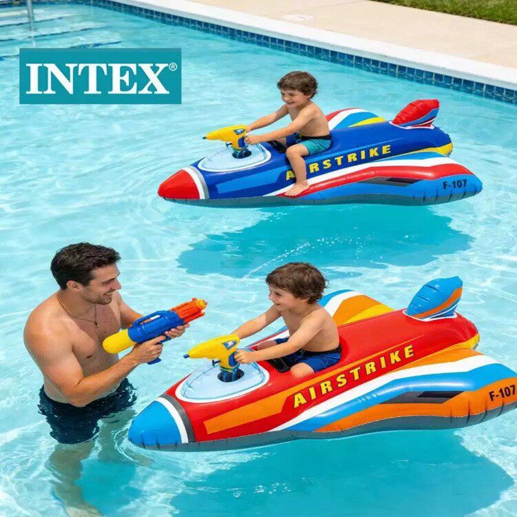 INTEX战斗飞船座骑充气儿童坐骑水上戏水玩具带水枪