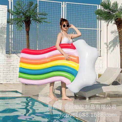 彩虹云朵浮排水上躺椅游泳池玩具