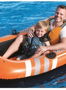 Bestwa61099单人充气船橡皮艇加厚双人皮划艇气垫船送船桨气泵