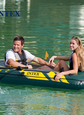 INTEX68347加厚两人充气船冲锋舟2人橡皮艇钓鱼船皮划艇