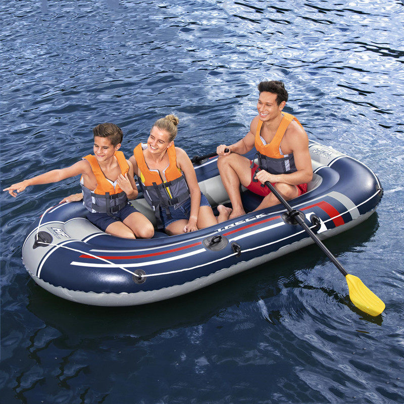 Bestway三人充气船套装成人儿童充气救生皮筏艇游泳池钓鱼船