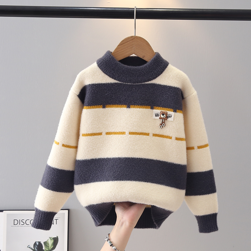 男童加绒加厚针织毛衣