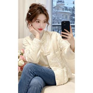 复古国风刺绣羽绒棉服女款2025冬季时尚设计感保暖加厚面包服外套