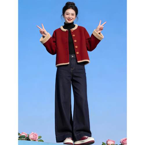 新中式国风毛呢外套2025冬季新款今年流行爆款高级感复古上衣