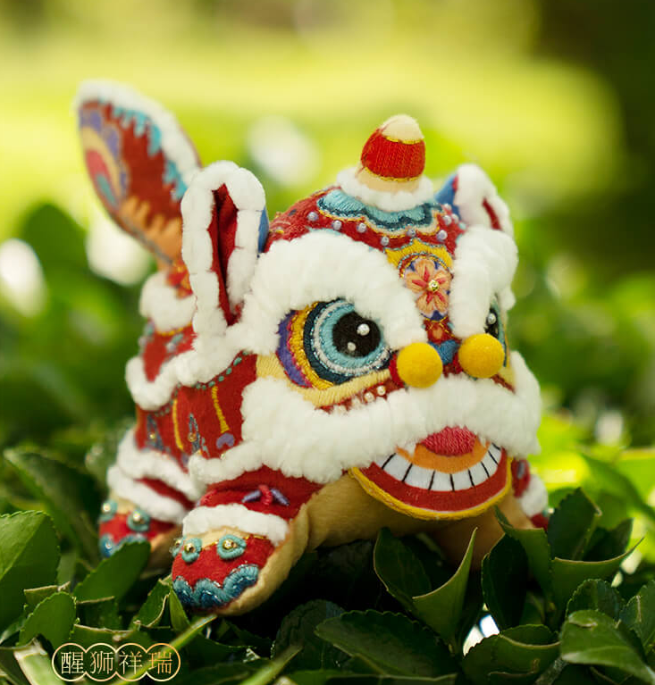 阿卡手工醒狮刺绣成品代绣玩偶守护礼物送男友传统文化中国风礼品