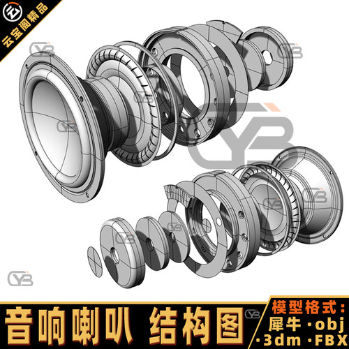 音响喇叭耳机内部结构图模型 犀牛Rhino fbx obj (C4D maya max)
