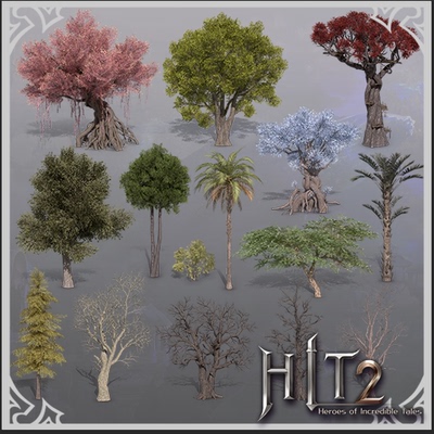HIT2 次世代游戏场景写实树植物树木树干枯枝树根树墩3d模型3DMAX