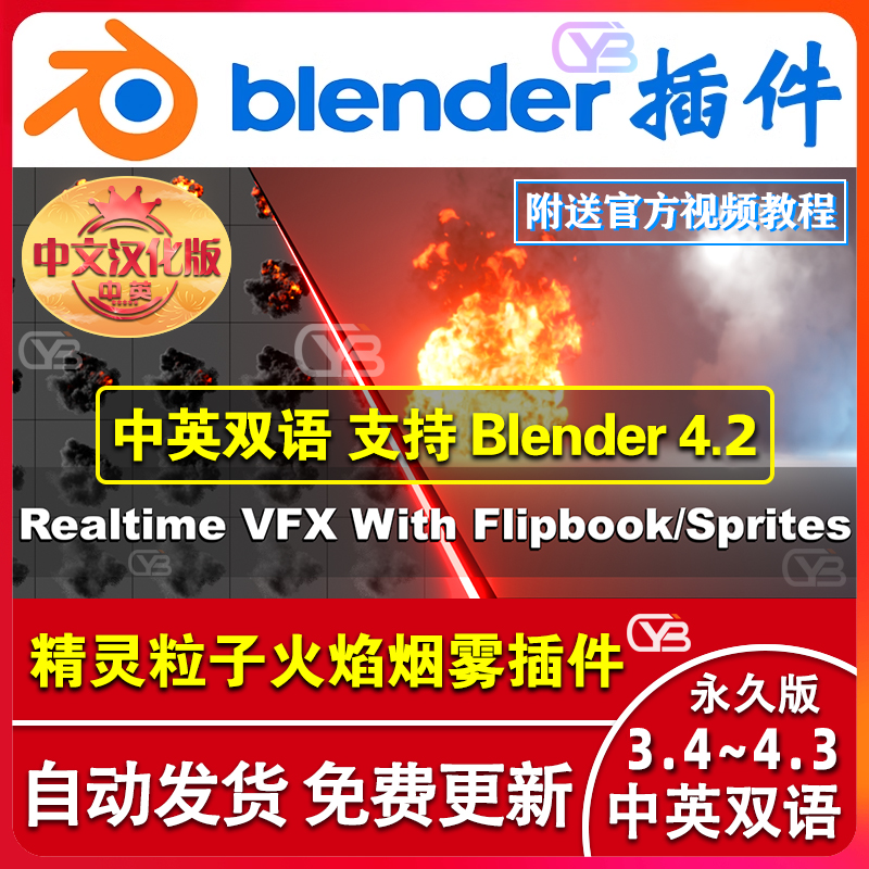 blender插件中Sprite Particles 1.2精灵粒子特效VFX水花火焰烟雾