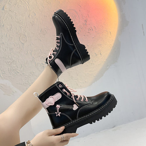 Middle boots, children, students thick soled front car boots