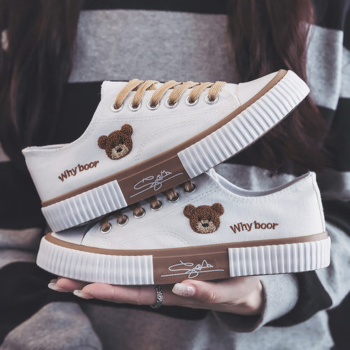 New canvas shoes for female students, casual board shoes,