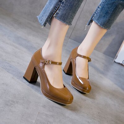 Women's High Heels Single Shoes Spring Thick Heels Shoes