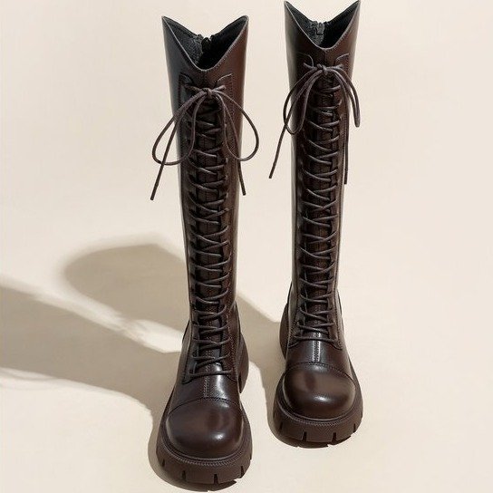 Long tube boots womens autumn winter Thick soled boots shoes