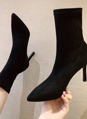 New boots for women, high heels, autumn and winter temperam