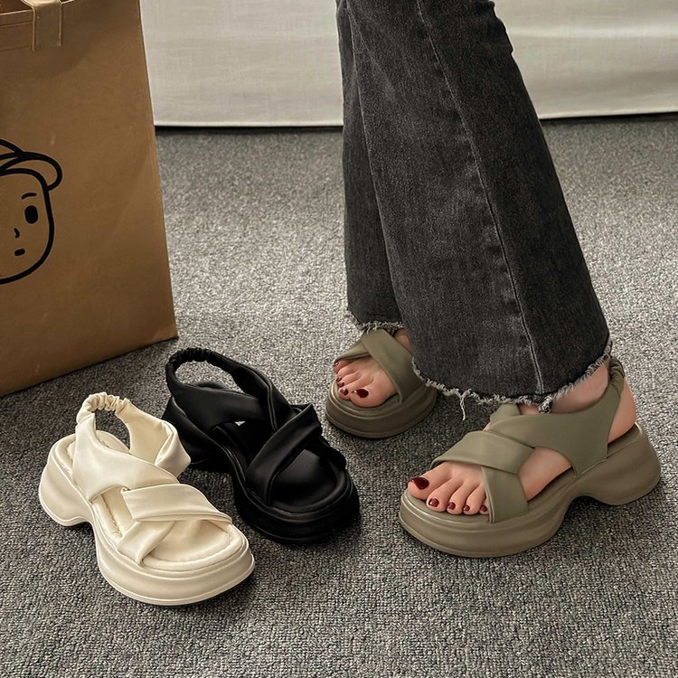 women's summer thick soled beach shoes exposed Sandals shoes