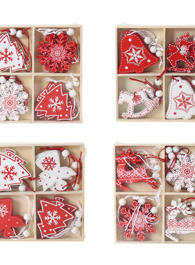 Christmas Decoration Colorful Wooden Set Angel Deer pendant