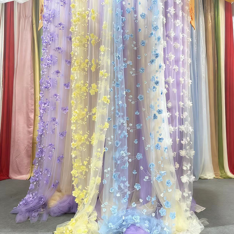 立体花朵软网纱布欧根纱花手工DIY摄影背景拍照婚纱婚庆设计面料