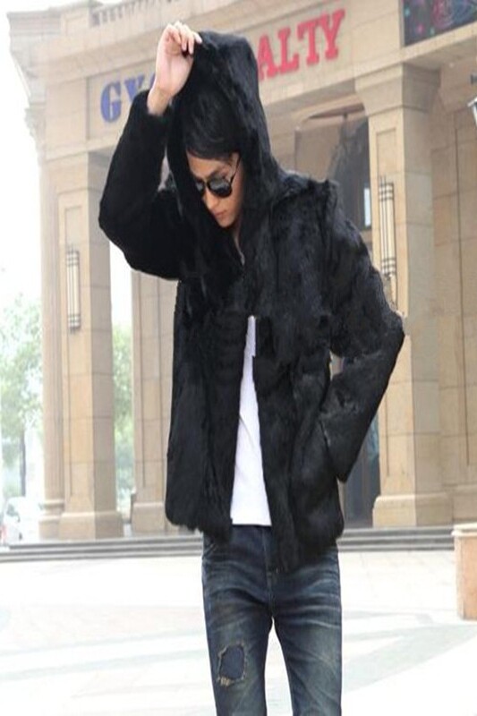 가을 겨울 모피 신사복 토끼 모피 코트 여우 모피 칼라 모피 통합 후드 스탠드 칼라 캐주얼웨어