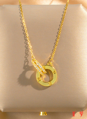 罗马双环项链女环环相扣锁骨链