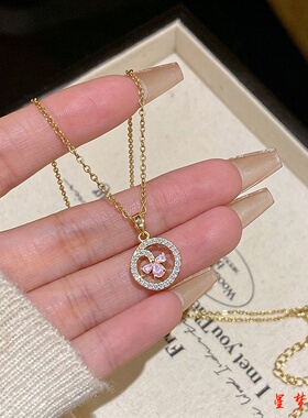 不掉色金色四叶草项链女2026新款潮小众设计轻奢高级感简约锁骨链