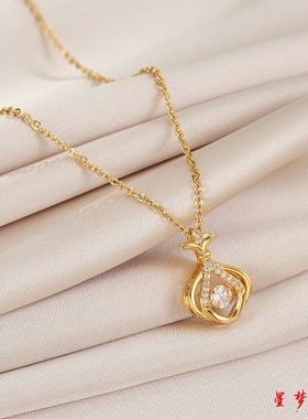 18K不掉色爆款三叶草钱袋灵动项链女时尚百搭锁骨链高级感饰品