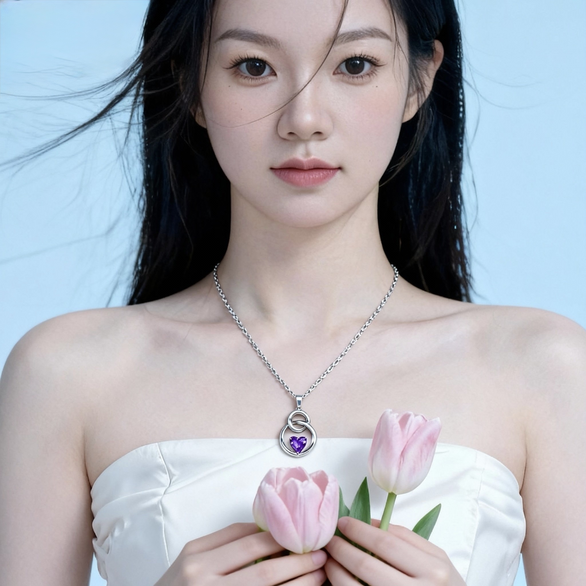 石秀堂原创设计天然紫水晶项链女款锁骨链高级感轻奢小众颈链配饰