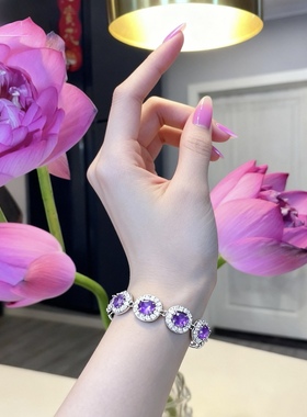 石秀堂原创设计紫色奥地利水晶手链女款单圈手串饰品礼物送女友