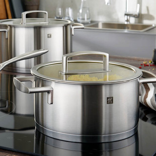 德国进口双立人Vitality系列不锈钢汤锅炖锅深烧锅玻璃盖厨房家用
