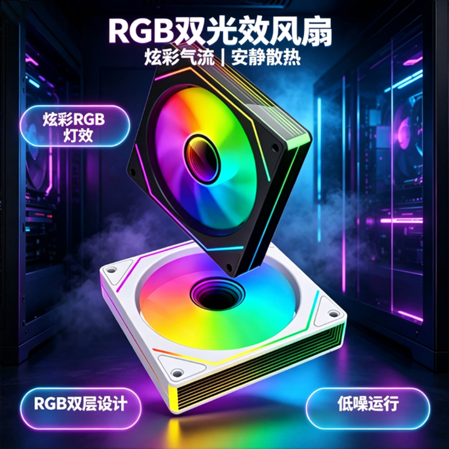 台式机电脑机箱水冷排风扇电竞主机棱镜7PRO幻彩灯光ARGB幻镜风扇