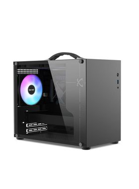 未知玩家X100 RGB风扇迷你侧透机箱便携小型电脑机箱家用桌面主机