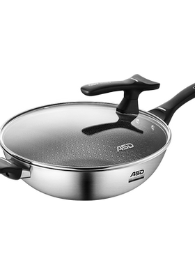 爱仕达316L不锈钢蜂窝不粘锅炒锅家用锅具燃气灶电磁炉CC32E15WG