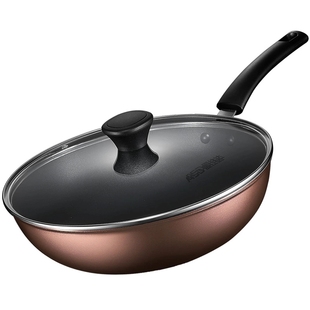 ASD/爱仕达30cm炒锅带手柄家用铝合金不粘燃气灶适用透明盖耐磨