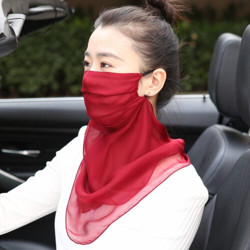 桑蚕丝夏季女防晒面纱护肤透气