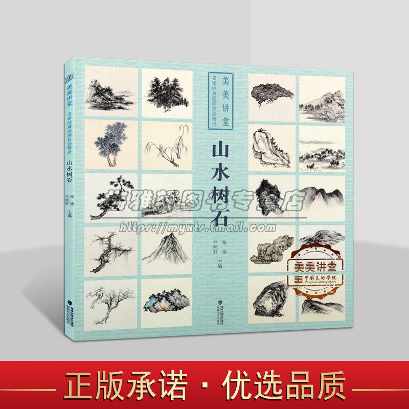 名家国画经典画技法精讲：山水树石 美美讲堂(配教学视频) 中国国画山水画绘画技巧临摹学习福建美术出版社书籍
